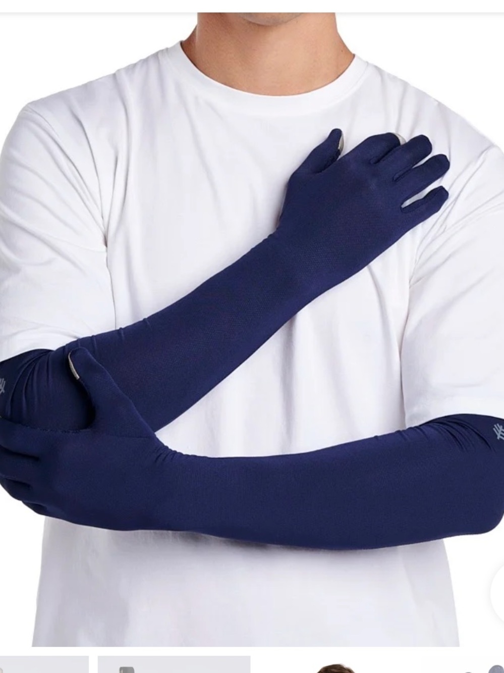 Coolibar Culebra Unisex Long Full Finger Gloves Navy Medium UPF Sun Protection